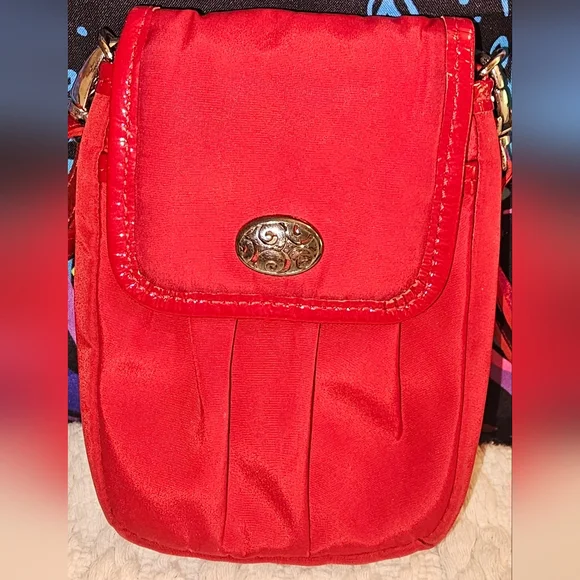 Brighton Mini Crossbody Lightweight Nylon Red Shoulder Wallet - Picture 3 of 15